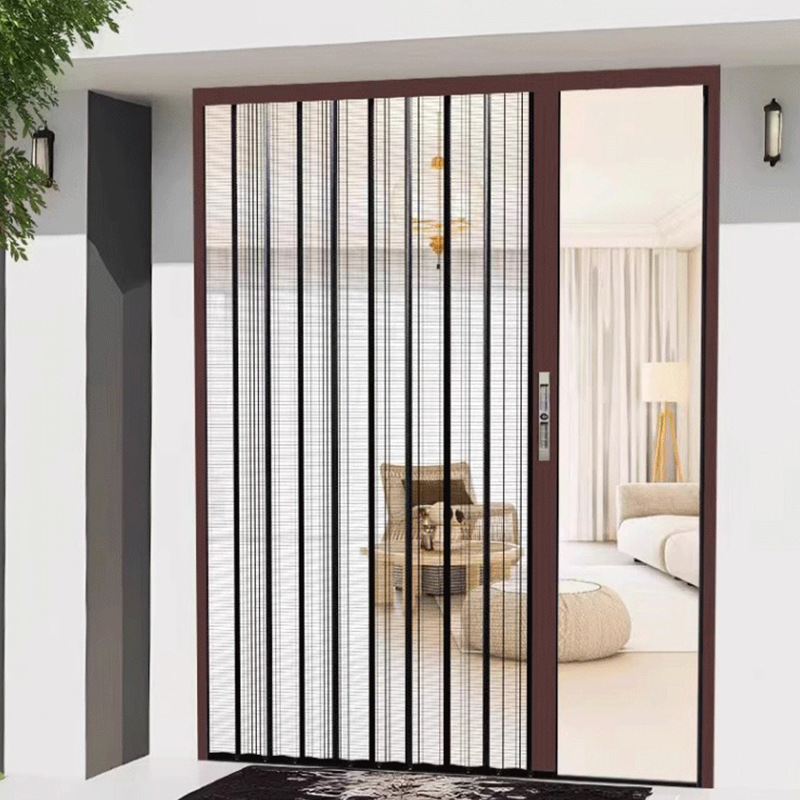 Puerta de pantalla plegable a prueba de mosquitos con bloqueo a prueba de ratas, gatos y perros, balcón de dormitorio a prueba de robo, puerta de arena deslizante invisible