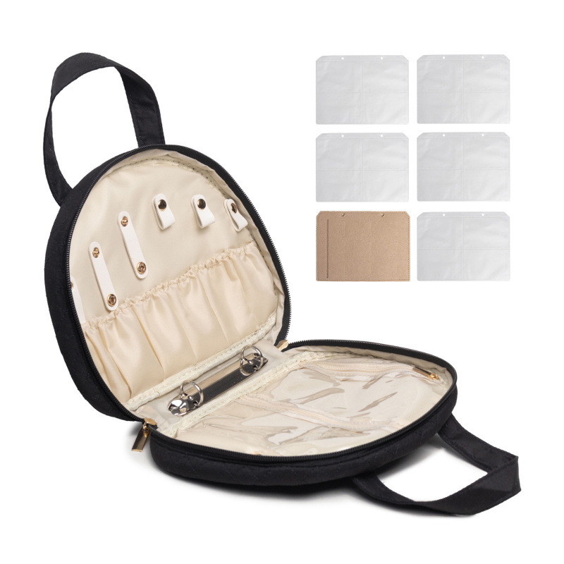 Inventario transfronterizo nueva joyería de viaje libro anillo carpeta con bolsas de joyería folleto transparente bolsa con cremallera