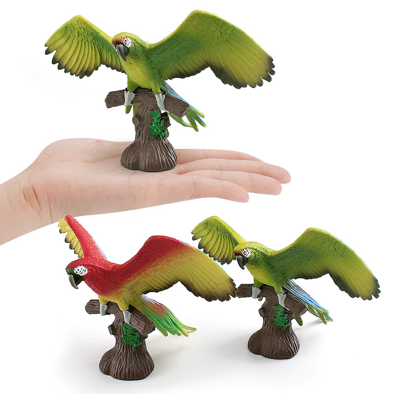 Simulación transfronteriza pájaro loro modelo niño cognoscitivo guacamayo bosque animal decoración juguete