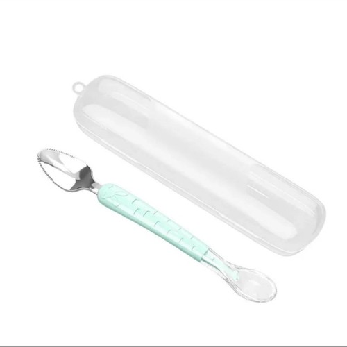 双头果泥勺食品级刮泥勺婴儿辅食工具新生儿两用304不锈钢辅食勺