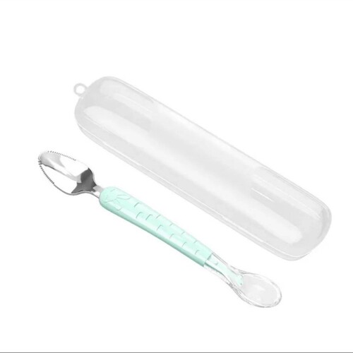 Double-Headed Fruit Puree Spoon, Food-Grade Mud-Scraper, Baby Feeding Tool, Newborn Dual-Use 304 Stainless Steel Weaning Spoon