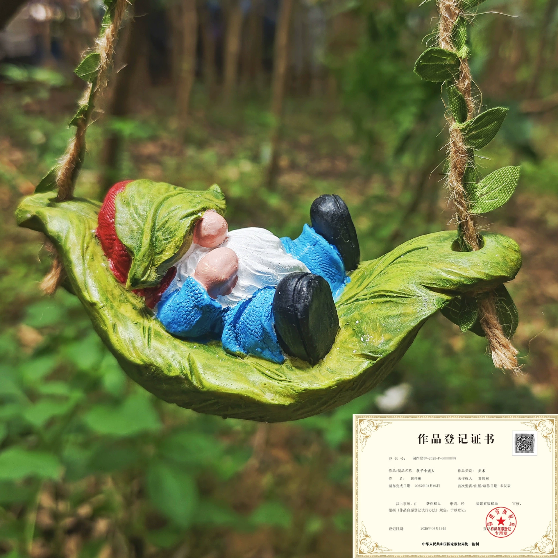 Садовый гном-дwarf, карабкающийся по канату, из смолы, украшение для двора, автономная подставка, трансграничный, с изображением лица дерева