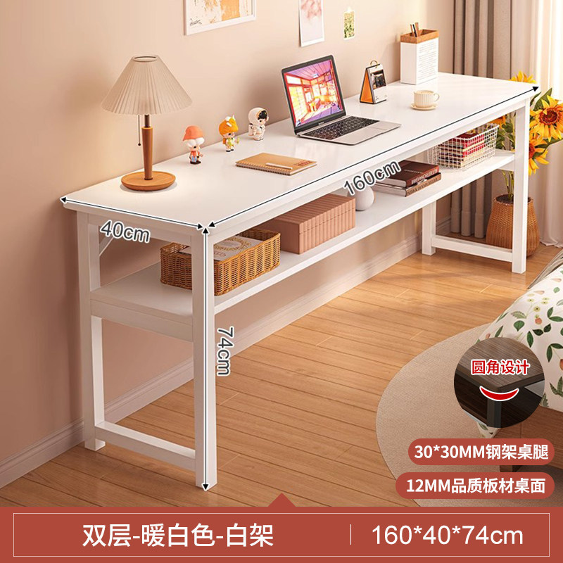 Escritorio para niñas dormitorio casero tabla larga tabla rectangular contra la pared tabla estrecha mesa de trabajo escritorio de computadora simple casa de alquiler image 15