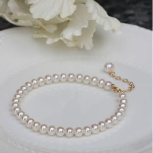 18K Gold Full Pearl Bracelet Au750 Natural Freshwater Extremely Bright Pearl Nearly Round Bracelet for Women Genuine Water Shell Wholesale