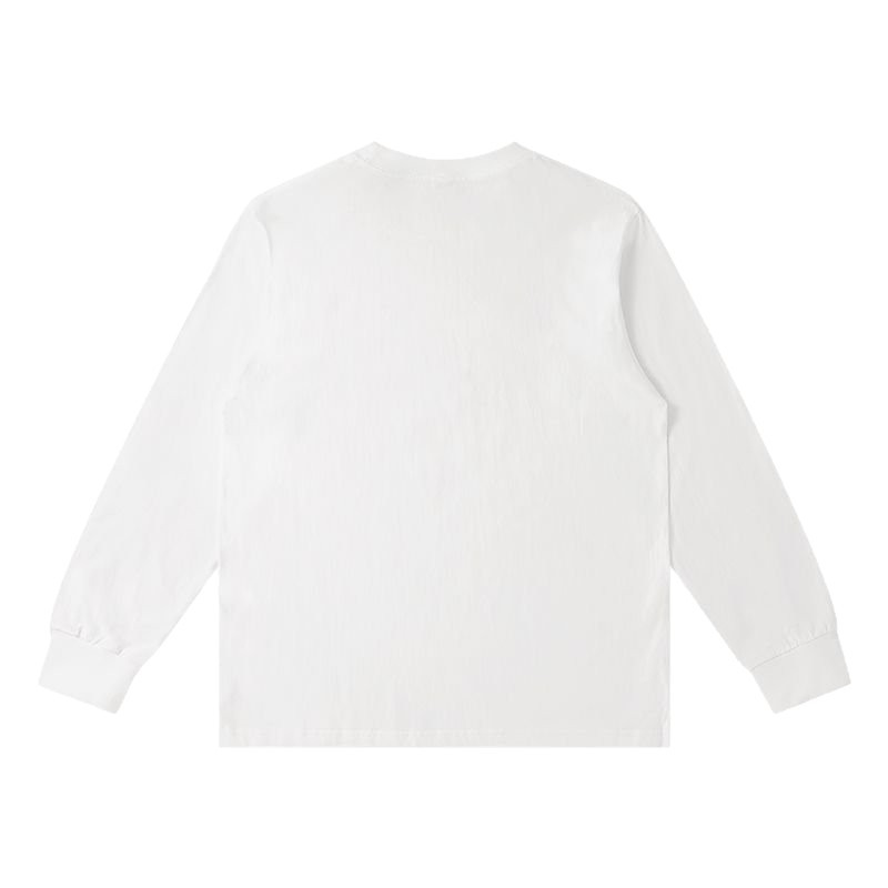 ヨーロッパとアメリカのカップルのゆったりとした大きな白い右肩Tシャツ、ファッショナブルな綿の痩身長袖ハイエンドトップス、女性用