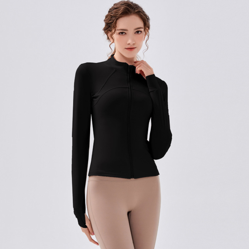新しい秋冬とベルベットのジッパーヨガ服の上着のランニングトレーニング服が痩せている運動訓練は長袖のコートに乗る|undefined