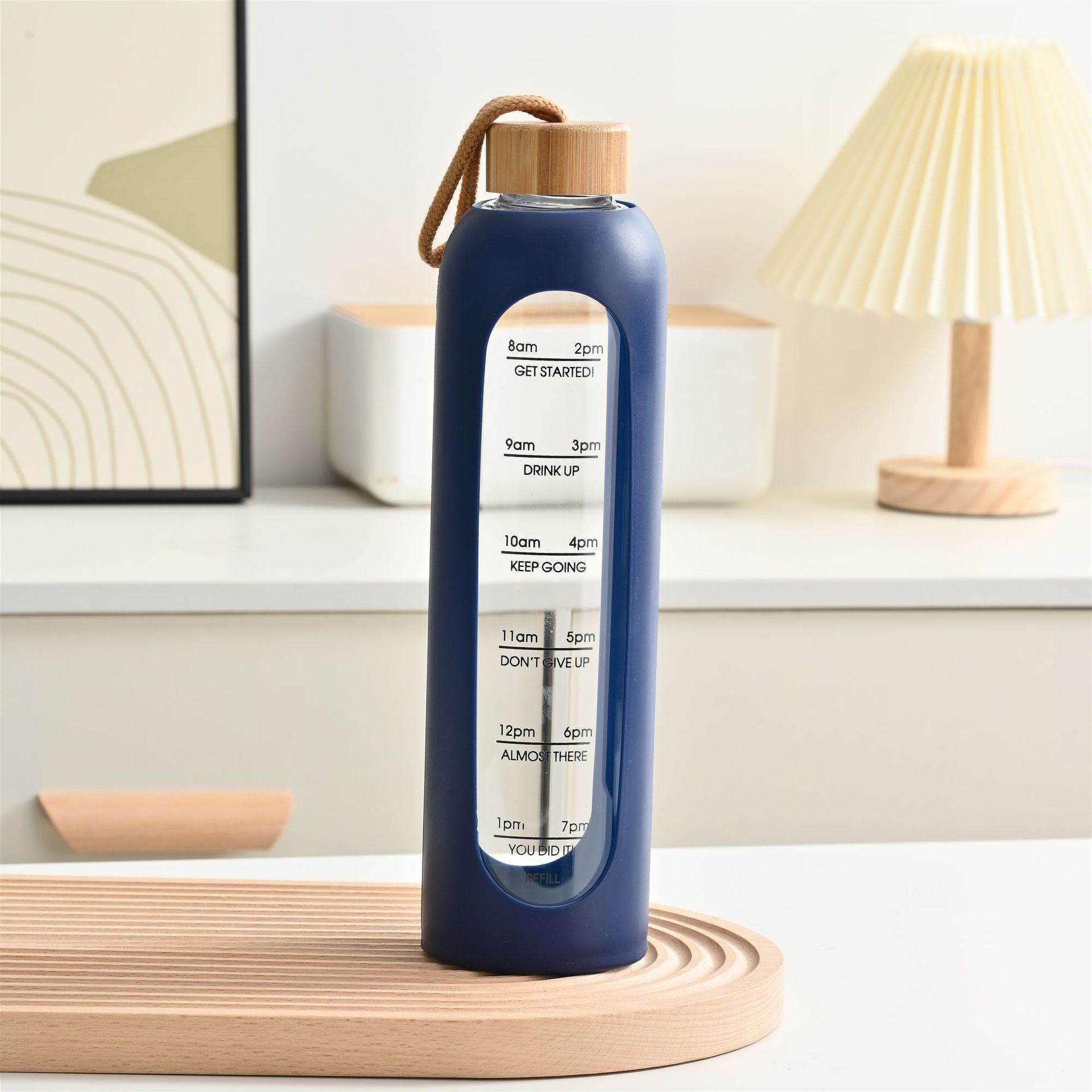 Botella de agua de vidrio portátil de gran capacidad, copa de agua de vidrio de borosilicato resistente a altas temperaturas de una sola capa, una pequeña cantidad de personalización