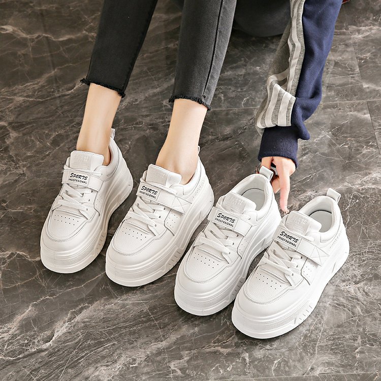 2024 otoño nuevos zapatos blancos en zapatos deportivos casuales zapatos muffin de suela gruesa