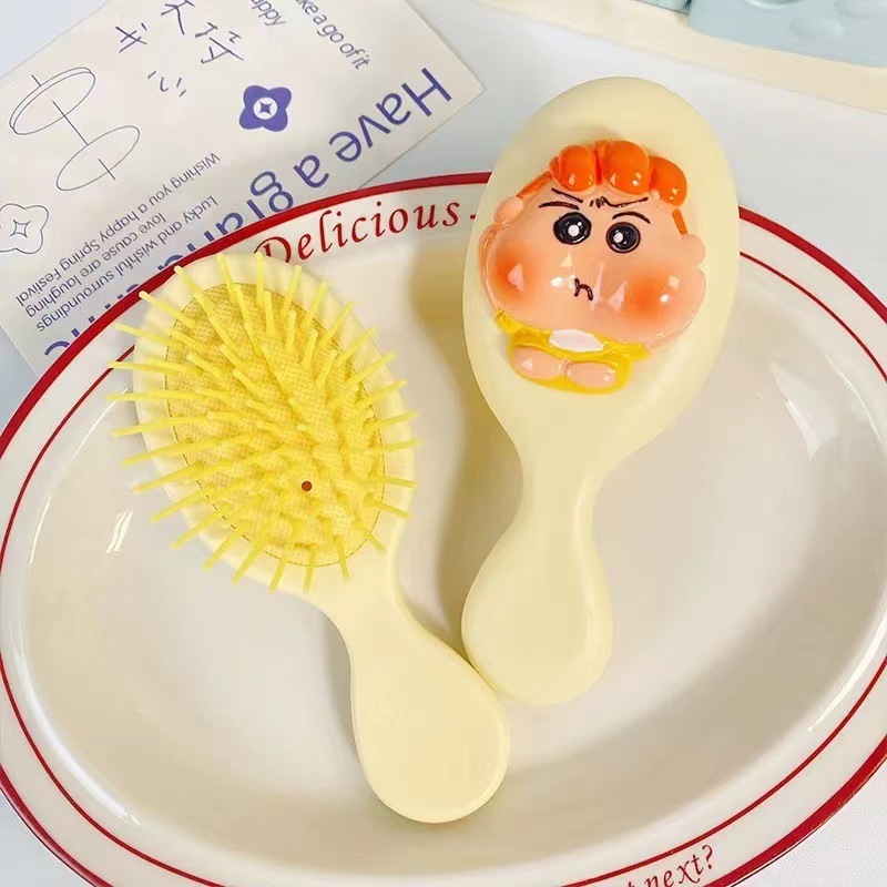 漫画チーズカットエッグエアバッグ小型コームコンパクトポータブルマッサージコームかわいいミニエアクッション折りたたみ一体型ミラー|undefined