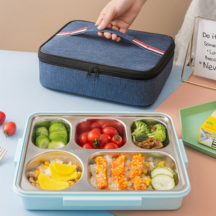 Oxford Cloth Thermal Bag Lunch Bag Lunch Box Bag Handbag Student Lunch Bag Aluminum Foil Rectangular Lunch Bag