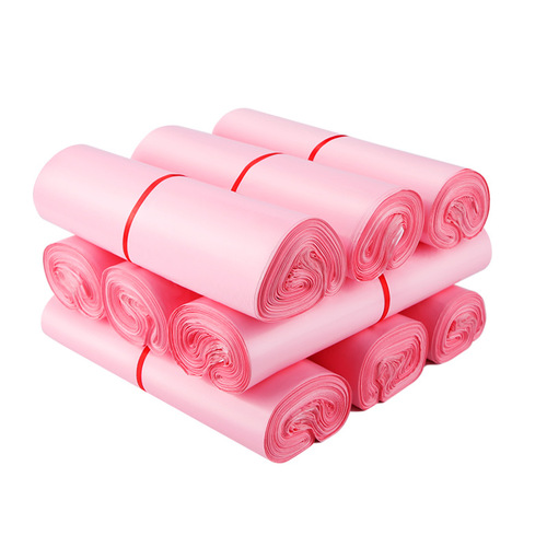 Waterproof logistics packaging bag with printable logo pink small fresh express packaging bag thickened express bag wholesale