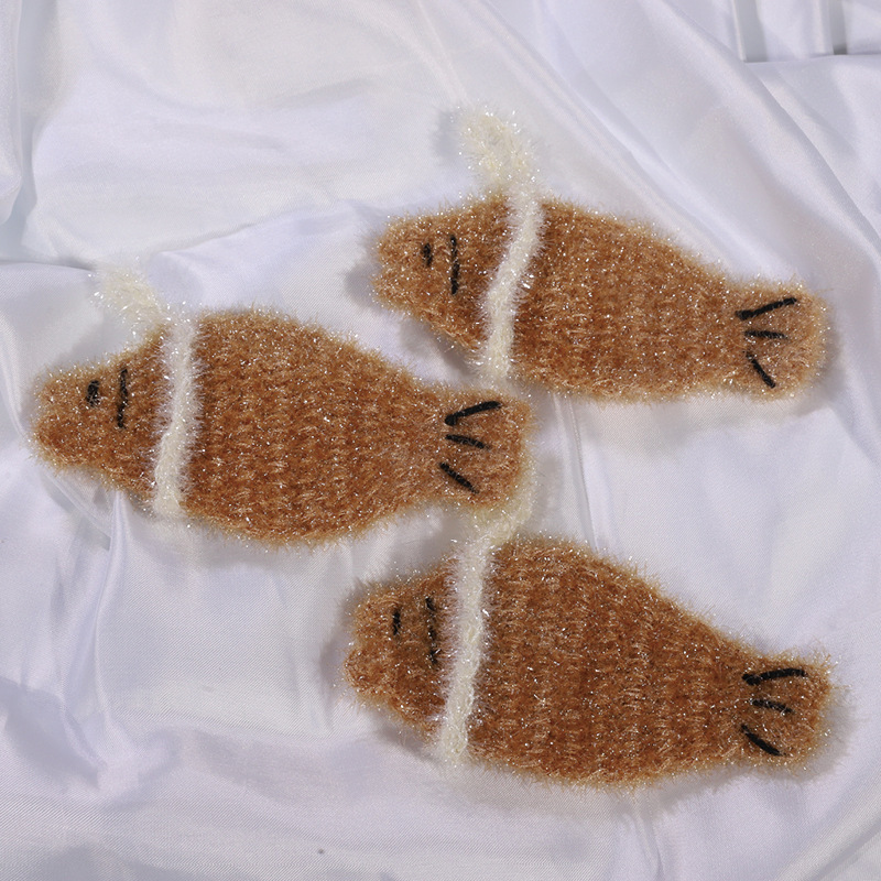 Small Fish Dishwashing Brush, Dishwashing Towel, Korean Dishwashing Towel Ball, Korean Handmade Product, Polyester Dishwashing Brush