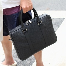 高端手工编织公文包男士手提包真皮男包大容量商务休闲电脑公事包