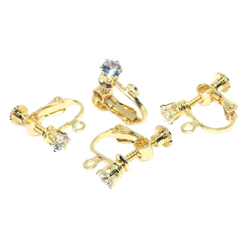 Non-Pierced Screw Ear Clips with Zircon, Super Shiny Accessories, DIY Earrings, Handmade Materials, Spiral, New Chinese Style