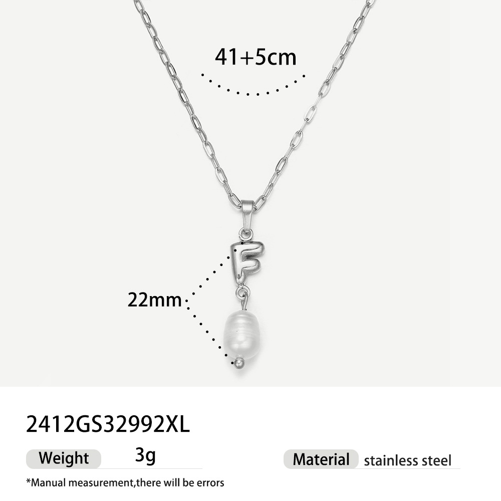 TENA collar de acero inoxidable de perlas verdaderas simplista de alto nivel nicho de diseño de acero de titanio collar de collar para mujeres image 16