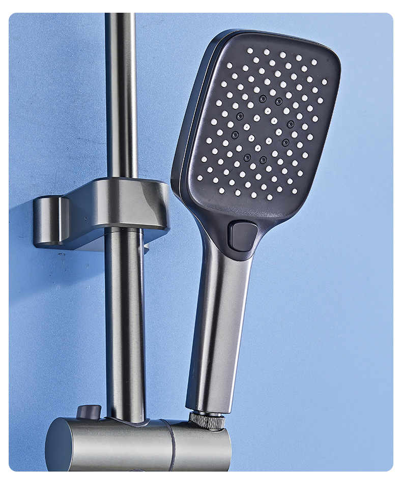 The manufacturer supplies space aluminum wall-mounted shower heads, water-coated complete sets, pressure-increasing shower heads and constant-temperature household shower heads Item Picture