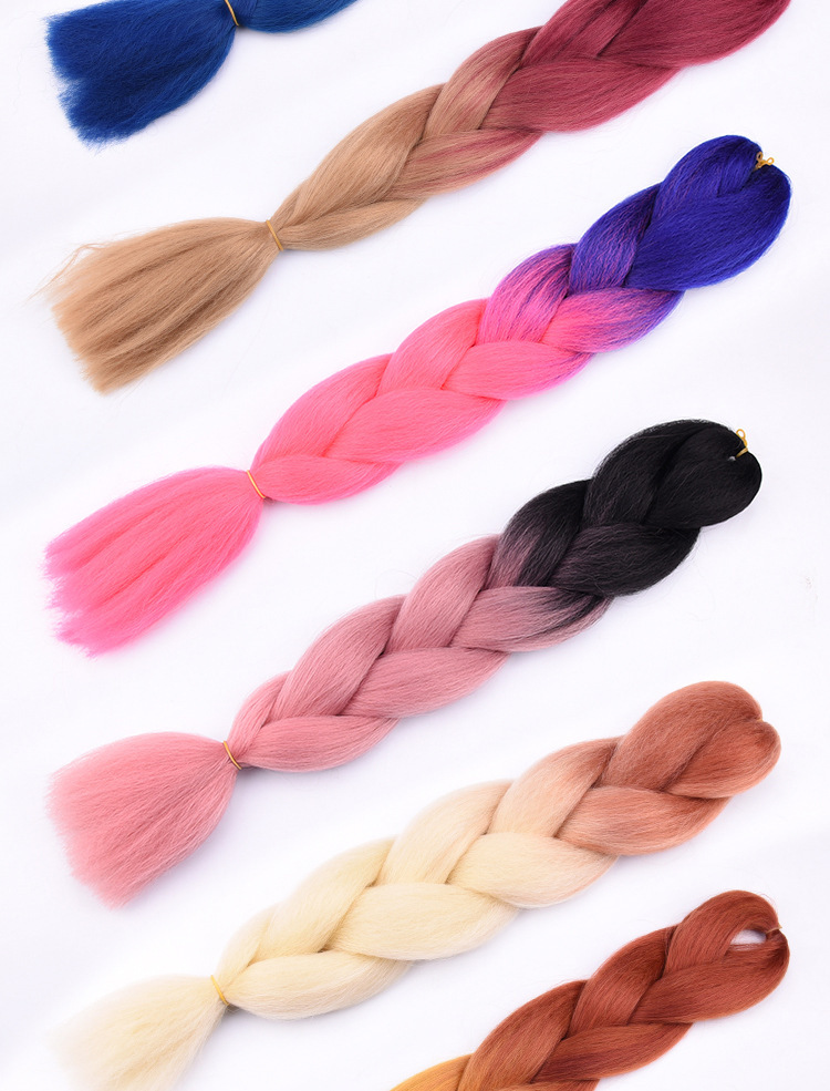 Synthetisches Flechthaar Hitzebeständige Matte Farbverlauf Perücke_voghion.com