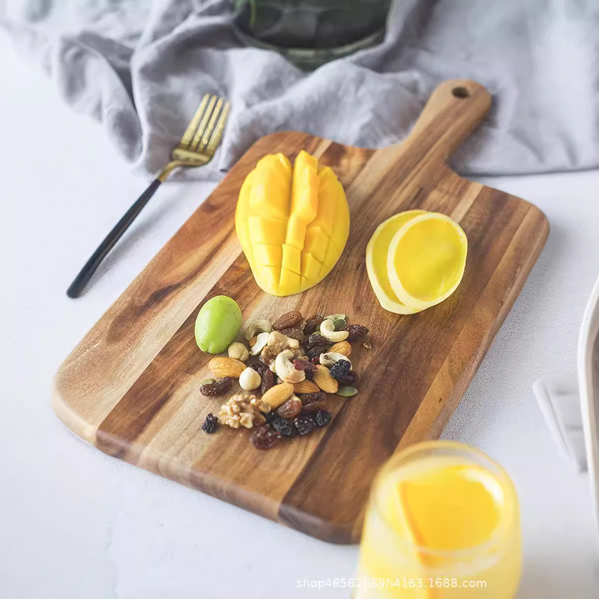 Tablero de corte de madera de acacia transfronterizo tabla de cortar de madera Hotel cocina tabla de cortar de madera Placa de pan queso filete pizza bandeja