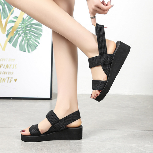 Summer Artificial Grass Braided Slope-Insole Cool Slipper for Women, Fashionable Casual Thick Sole Beach Roman Shoes