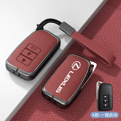 rx300 rx350h bag nx260 | Car key bag - standard-type-a-one-click-start-volcanic-red-zinc-alloy-shell-hand-strap