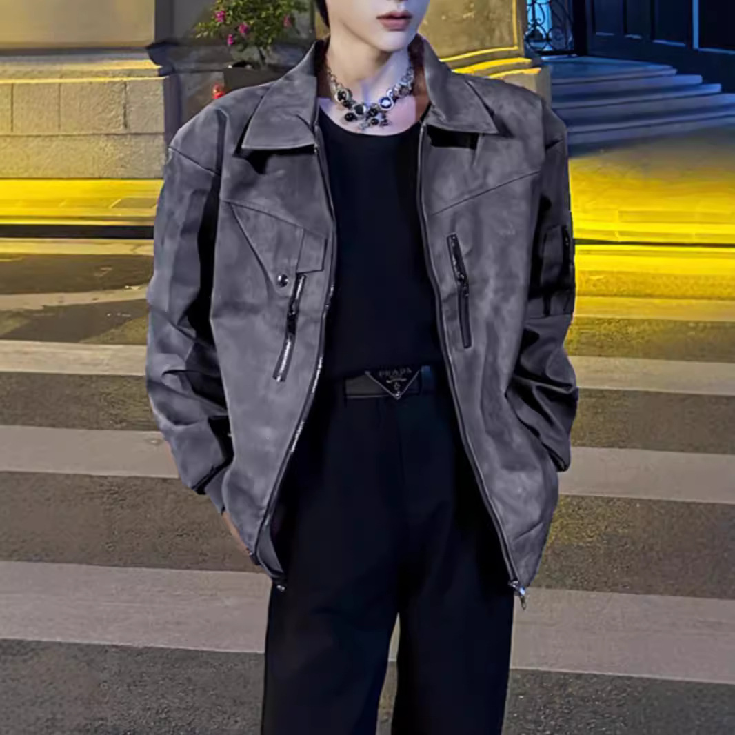 한국 스타일 새로운 남성 봄과 가을 하이 엔드 코트 유행 브랜드 빈티지 아메리칸 스타일 하이 스트리트 재킷