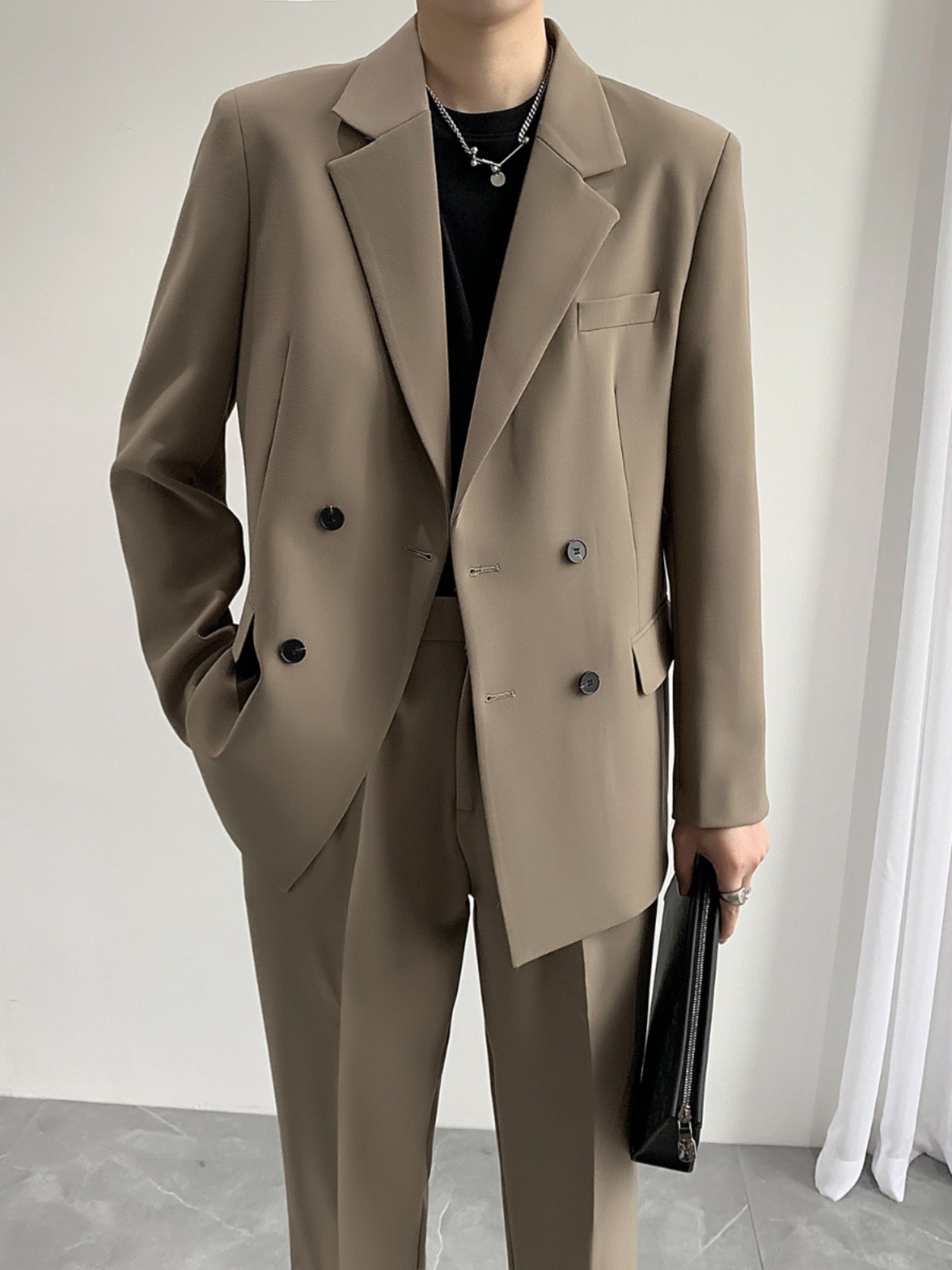 Casual chaqueta de traje de hombre primavera y otoñodk chaqueta de uniforme coreana suelta de moda retro chaqueta de traje único de moda