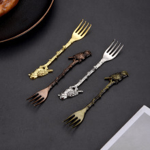 复古锌合金高档餐厅蛋糕甜品叉轻奢酒店西餐意面牛排叉沙拉水果叉