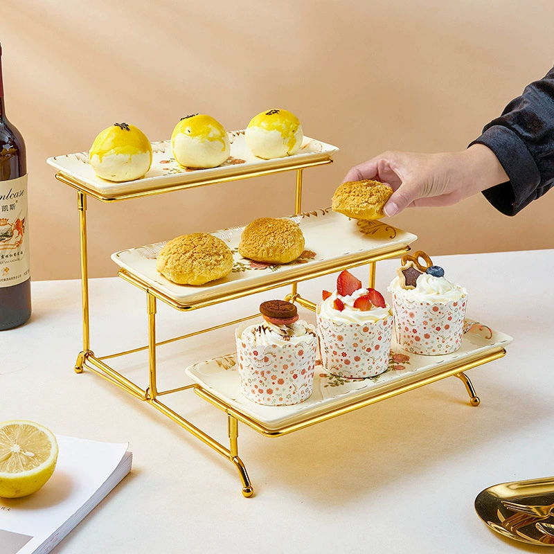 European -style ceramic snacks home three -layer cake dessert dessert dessert candy snack pallet party afternoon tea pastry plate