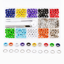 亚马逊400套装5mm+安装工具彩色铜金属鸡眼扣汽鞋眼铜气眼扣批发