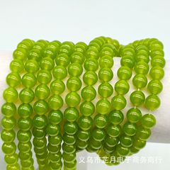 芷月飾品  橄欖綠玉髓散珠串珠半成品圓珠diy飾品配件玉髓珠批發