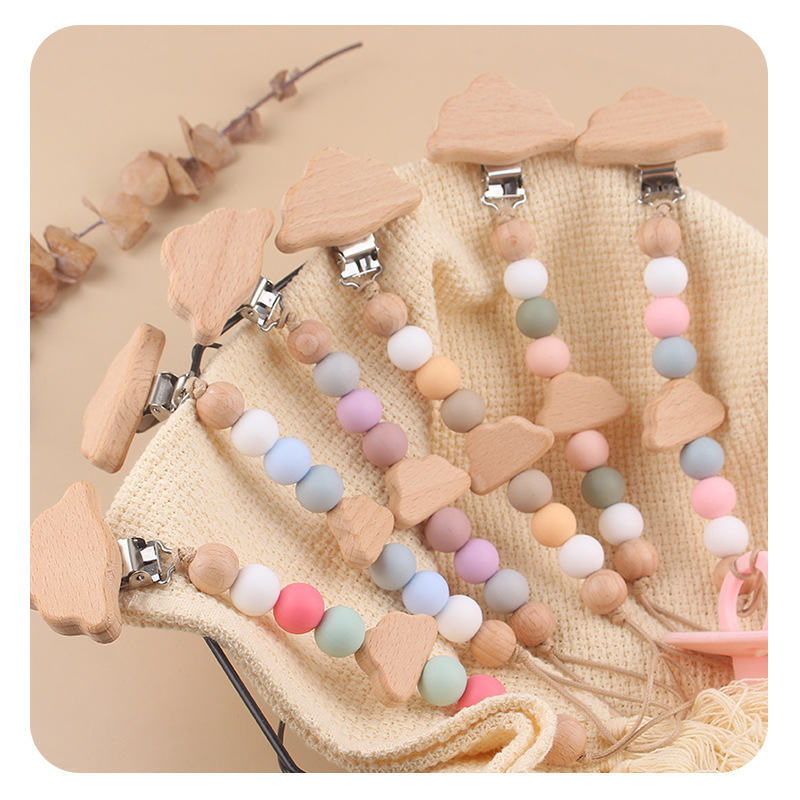 Baby beech nubes tetina clip juguetes beech nubes perlas de silicona de color tetina cadena anti-caída nueva cadena