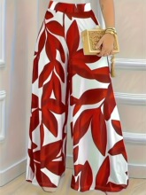 X 13935 Street Fashion Print Wide Leg Pants ��ͷӡ������