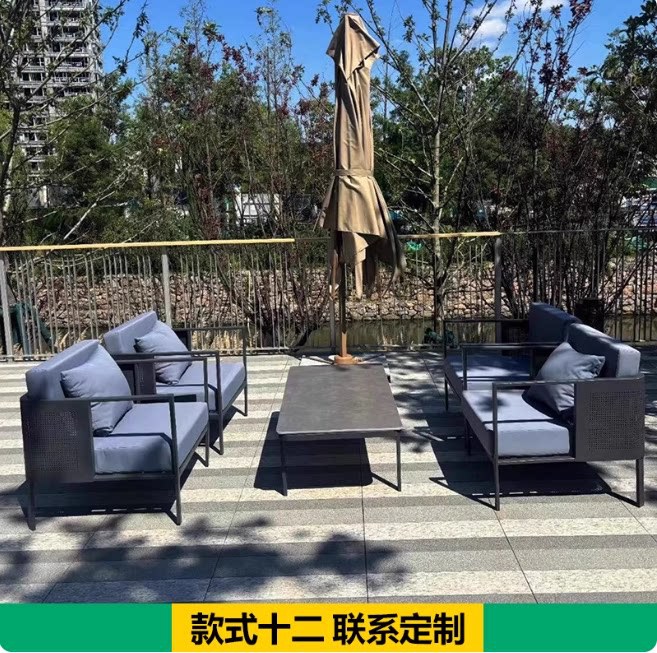 Sofá de aluminio al aire libre Villa paisaje diseñador de muebles asientos al aire libre balcón hotel ventas image 17