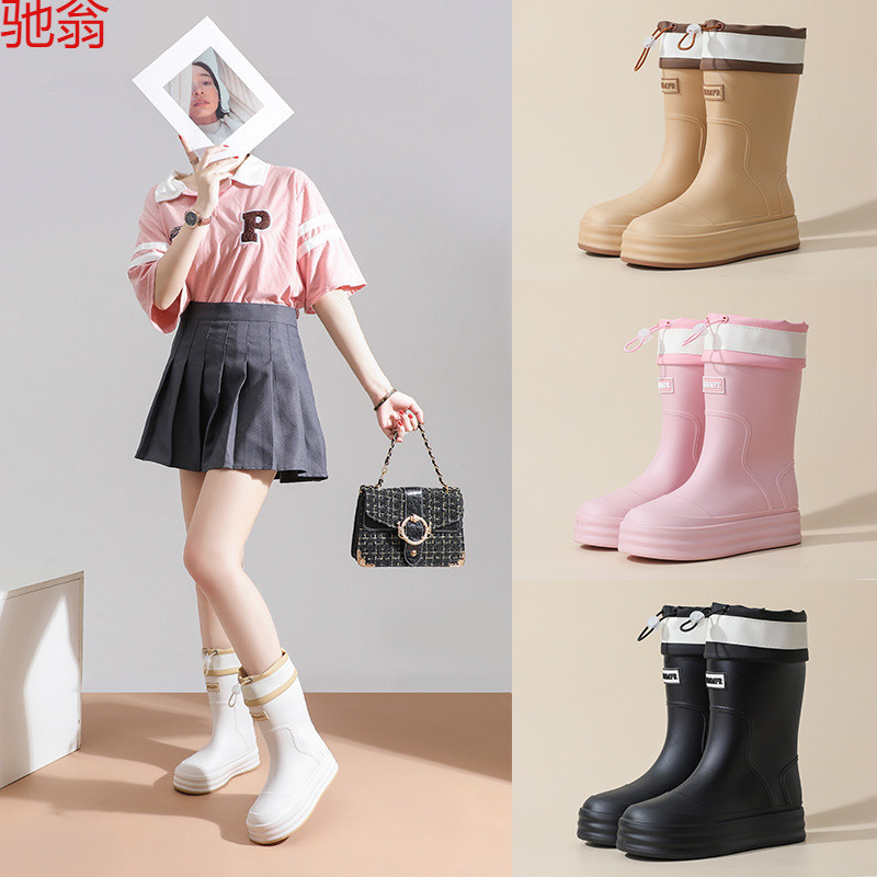 X3R Rain Boots for Women, Thick-Soled, Fashionable Korean Style Short-Tube Big-Toe Boots, All-Season Outdoor Internet Celebrities, Can Be Worn Outside, Non-Slip and Waterproof