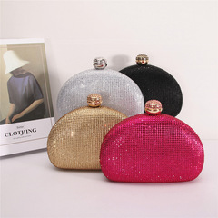 輕奢雙面水鑽晚宴包半圓形手拿包聚會派對婚宴禮服包