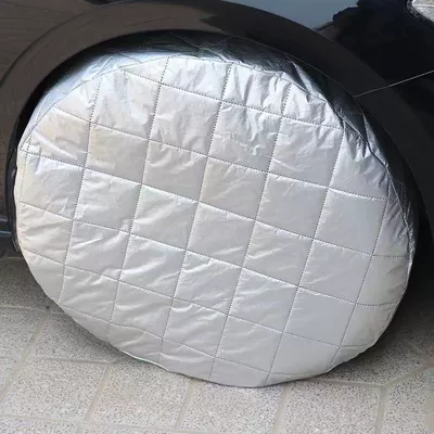 Special protective cover for car tires, dust-proof, frost-proof, sun-proof, dog urine-proof, cotton-filled, universal type, full cover to prevent tire aging (Spare wheel cover) - silver-15-16inch-tire-diameter-65cm
