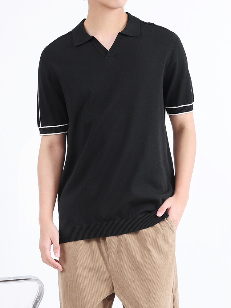 アイスポロシャツ半袖高级感夏メンズビジネスtシャツカジュアル襟折りニットtシャツメンズ