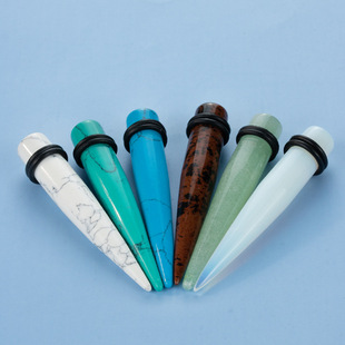 Mahogany Obsidian Opal Green Dongling White Pine Turquoise Blue Pine Stone Pointed Cone Stone Ear Expansion for Human Wear