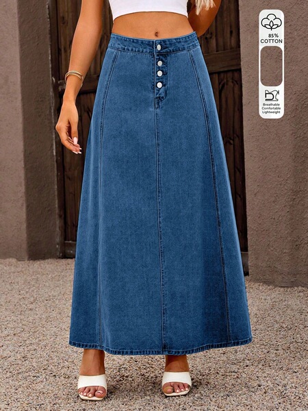long summer denim skirt