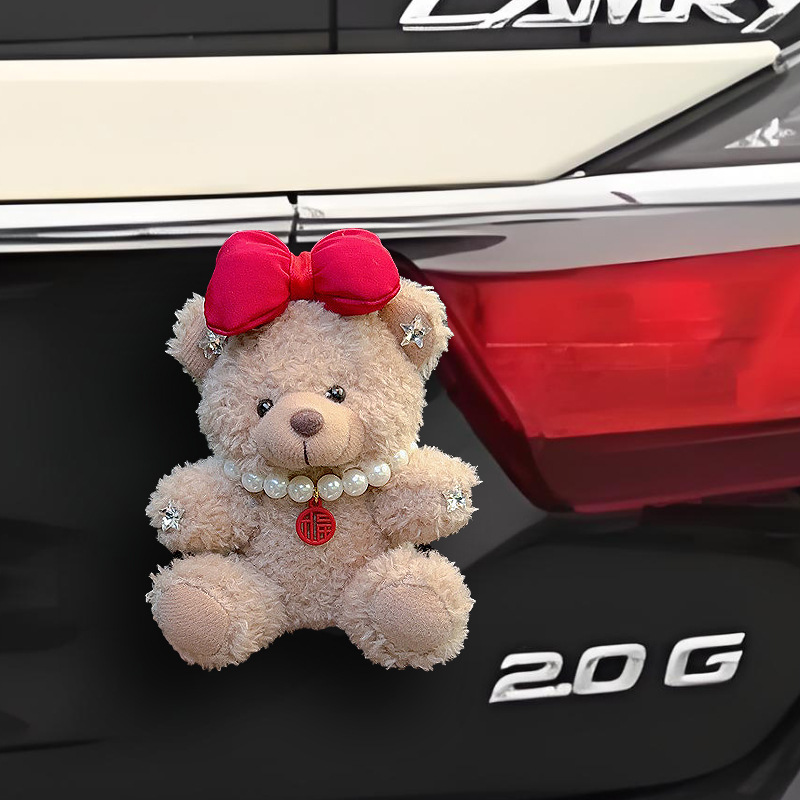Colgante trasero de coche muñeco de oso de peluche lindo de dibujos animados decoración de maletero motocicleta decoración de bicicleta