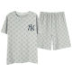 2024 new men's summer pajamas short sleeve cotton thin boy shorts boys home wear suit round neck