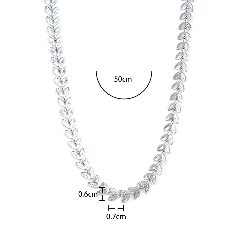 Titanium steel fresh simple double-sided patterned leaves, willow leaf hollowed out aircraft necklace, and versatile_voghion.com