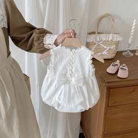 INS婴儿夏装薄款衣服新生儿连体衣满月哈衣夏季女宝宝包屁衣a类棉