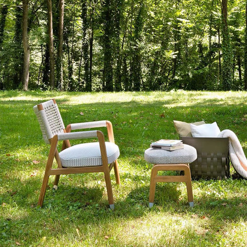 Outdoor Sofa Wicker Outdoor Courtyard Leisure Wicker Chairs Balcony Garden Designer Solid Teak Chair Set of 3