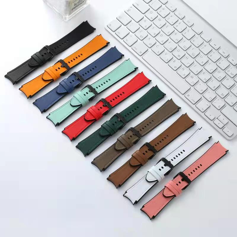 For Samsung Watch6/5/4 Watch Strap 5Pro Silicone Leather Special Sports Business Wristband for Men and Women