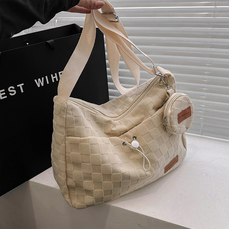 Canvas Large Capacity Women's Bag New Korean Style Fashion Trendy Shoulder Bag Simple Rhombic Portable Crossbody Bag Foreign Trade Canvas Large Capacity Women's Bag New Korean Style Fashion Trendy Shoulder Bag Simple Rhombic Portable Crossbody Bag Foreign Trade
