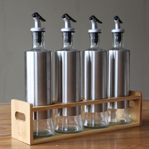 Stainless steel oil pot oil bottle glass oil tank kitchen household seasoning box seasoning bottle seasoning jar soy sauce vinegar pot
