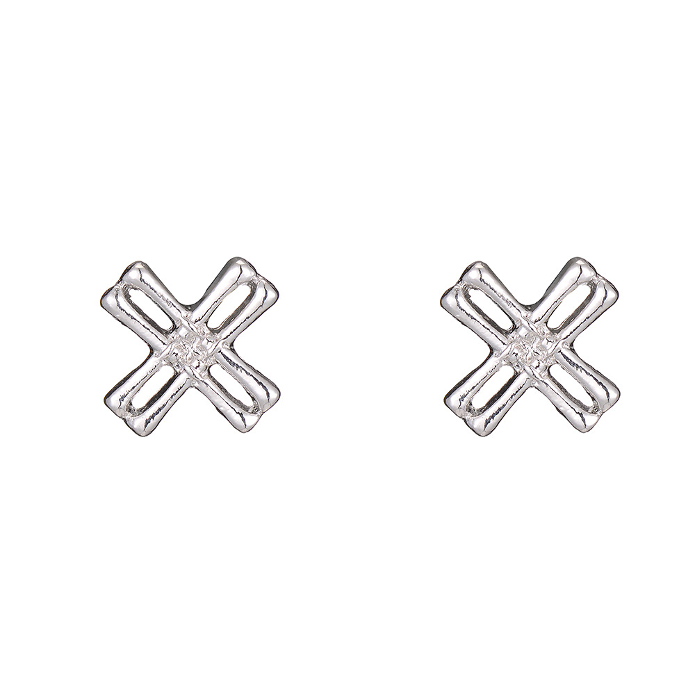 Simple Fashion Geometric Metal Bamboo Cross Earrings Wholesale Nihaojewelry display picture 4