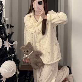 新款加厚法兰绒300g卡通女睡衣家居服