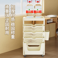 Multi-layer floor-standing shelf with wheels for organizing books, student desk side storage, kitchen and study room 